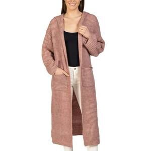NEW LOVE TOKEN long hooded cardigan in dusty rose